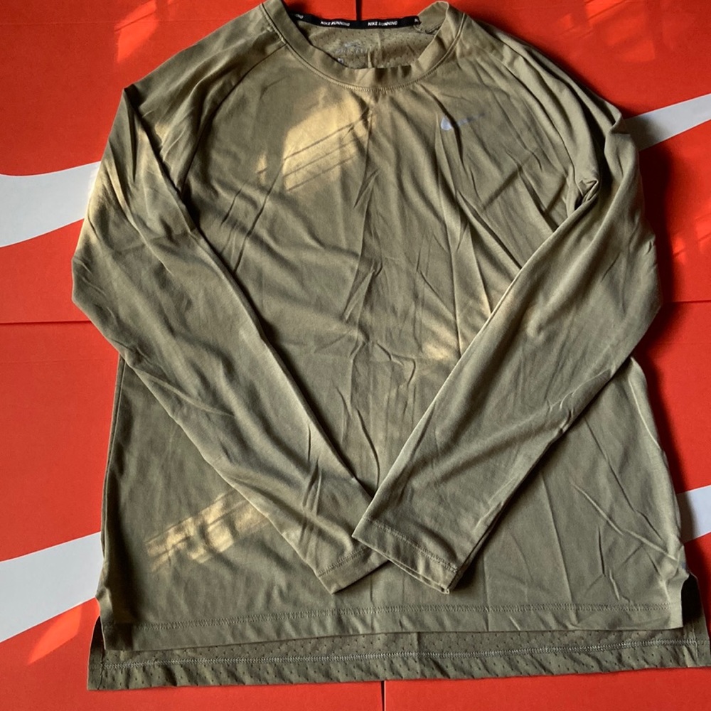 Nike green long sleeve running shirt